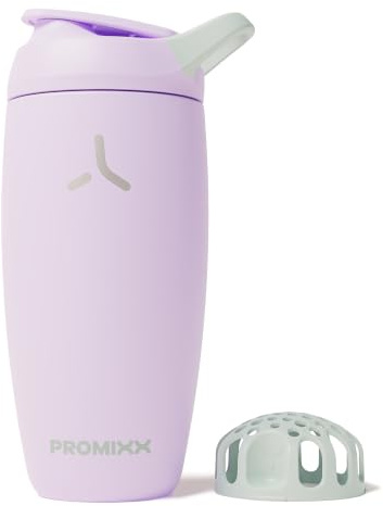 PROMIXX Pursuit Shaker Isolé – 550ml Acier Inoxydable Double Paroi Mélangeur Protéines avec Snap-Fit pour Shakes Glacés – Étanche pour Fitness – Lilas
