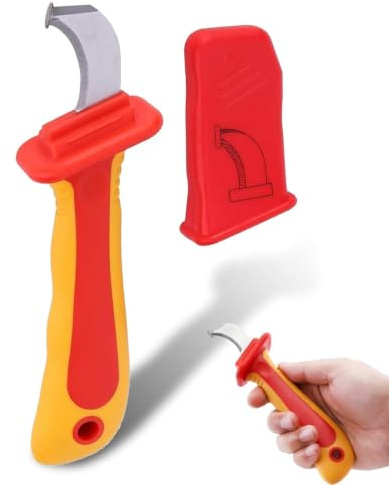 Cuchillo De Electricista De Aislamiento 1000 V, Cuchillo Pelacables Con Guía De Deslizamiento Aislados, Antimagnética Cortador Pelacables Con Mangos Antideslizantes Para Instalación De Disyuntores
