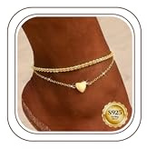 MILACOLATO Ankle Bracelets for Women Adjustable Heart Gold Anklets Beach