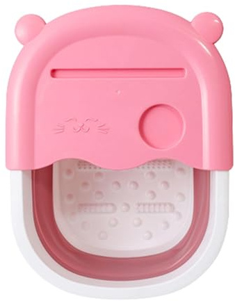 FashionCha Vasca Da Bagno Piedi Pieghevole con Manico Pratico Massaggianti in PP TPE Adatta per Cura Dei Piedi Famiglia Pulizia, rosa