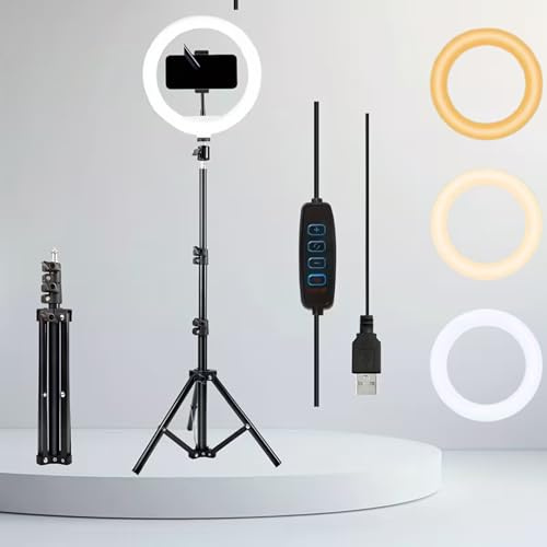 14 SelfiePlus Ring Light with Tripod Stand & Phone Holder, LED Selfie Light for Video Recording, Live Streaming, TikTok, YouTube, Makeup, Photography, Dimmable Ringlight with 3 Color Mode (10)
