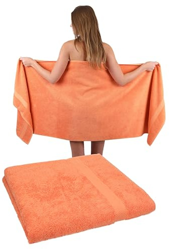 Betz 2 stycken premium bastuhanddukar bastuhandduk set 100% bomull frotté XXL badhandduk strandhandduk storlek 70 x 200 cm färg orange