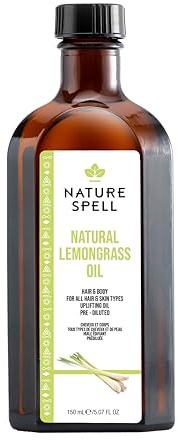 Nature Spell Lemongrass Oil for Hair & Body, Pre-Diluted Oil to Strengthen Strands and Enhance Skin Texture, For All Hair & Skin Types, Vegan, 150ml