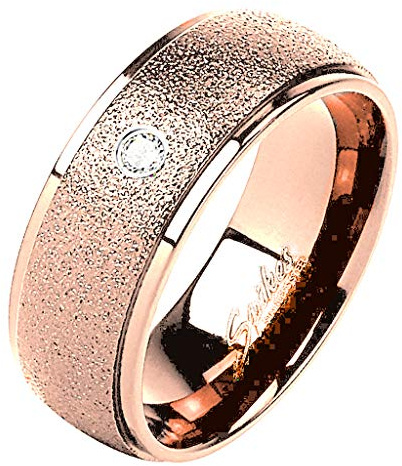 Mianova Herren & Damen Paar Ring Verlobungsring sandgestrahlt Diamantoptik Kristall