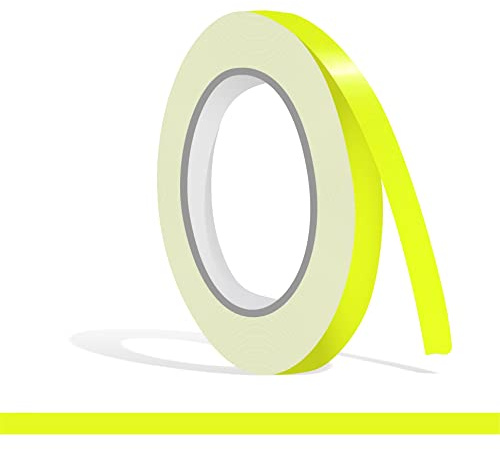 siviwonder Zierstreifen selbstklebend Folie Neon Gelb Glanz glänzend 9 mm x 10 m Rolle Dekorband Auto Motorrad Boot Fahrrad Wohnwagen Helm Pinstripe Klebeband für Konturmarkierung Linien Dekoration
