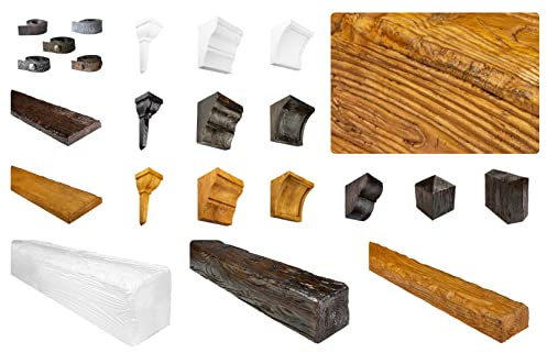 DECO WOOD Dekobrett rustikal aus Polyurethane, 2m Länge, PU Brett Holzoptik (dunkelbraun - 120x35mm) Wohnzimmer Wanddeko