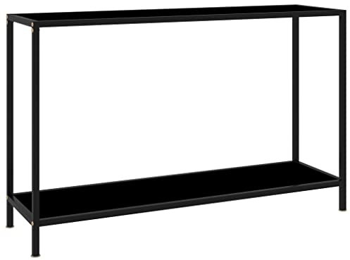vidaXL Konsolentisch Flurtisch Konsole Beistelltisch Sideboard Wandtisch Frisiertisch Glastisch Deko Schwarz 120x35x75cm Hartglas Stahl