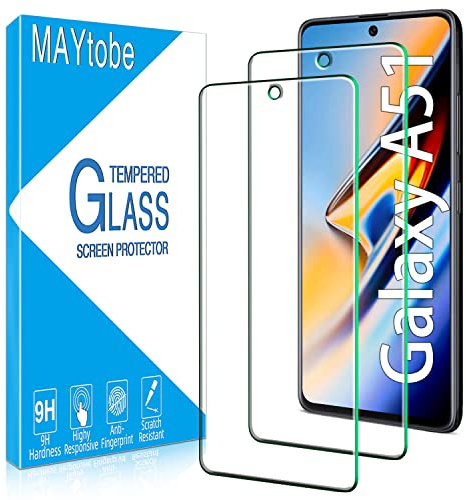 MAYtobe 2 Stück Panzer Schutz Glas für Samsung Galaxy A51 Schutzfolie | Frei von Kratzern, 9H Härte, 0.33mm Ultra-Klar Displayschutzfolie, Blasenfrei