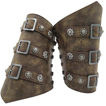 Sehaby Armschienen Mittelalter Wikinger-Ledermanschette für Herren Schnalle Armrüstung Manschette Buckle Bracers Mittelalterliche Armschienen Halloween Cosplay Kostümzubehör Punk Stulpenarmband