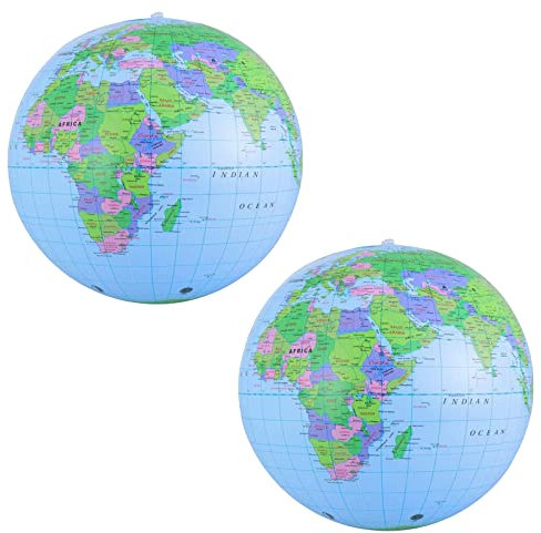 Butyeak Weltkugel Aufblasbar, Aufblasbare Globe, Weltkugel Ballon, 2 Stück Wasserball Weltkugel, World Globe, für Strand Spielen Oder Lehre, Wissenschaft Geographie Bildung