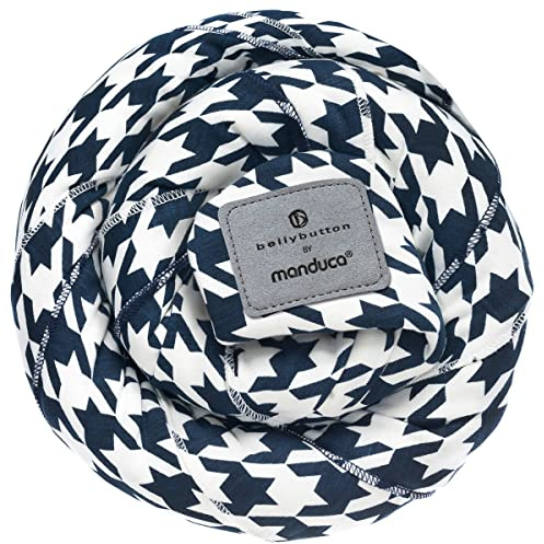 manduca Sling - Fasciatoio Neonato - Marsupio Elastico e per neonati dalla nascita fino a 15 kg - Puro cotone biologico - Certificato GOTS, Pepita Navy