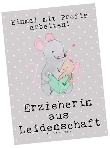 Mr. & Mrs. Panda Ansichtskarte Erzieherin Leidenschaft - Geschenk, Spruch, Pädagogin, Ausbildung, Beruf, Ansichtskarten, Postkarte, Lustig, Grußkarte, Postkarten, Kunstkarten