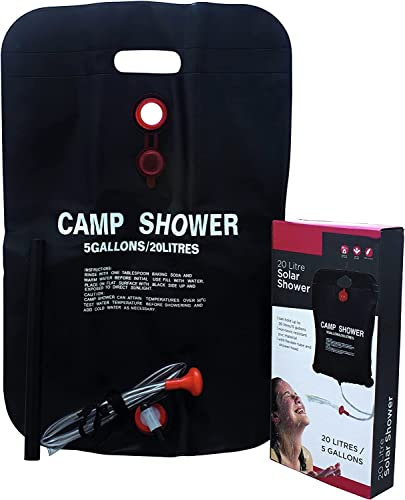 ADEPTNA Portable 20L Solar Camping Showers 5 Gallons Shower Bag with Shower Head – Ideal For Hiking Picnic Mountain Climbing Outdoor