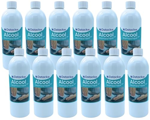 DSTOCK60 – 12 Bouteilles de 1 litre d’Alcool Isopropylique 99% extra pur - Isopropanol liquide IPA parfait comme solvant, nettoyant et dégraissant.