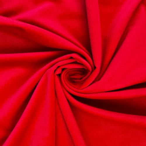 Textrend tessuto in velluto a metro, morbido tessuti felpato, stoffa 1x1,50m, tessuto tinta unita, patchwork, a metraggio (Rosso)