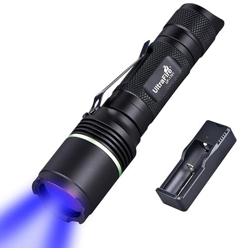 ULTRAFIRE UV Flashlight 365nm LED Blacklight, Single Mode Ultraviolet Flashlight with UV Black Filter, for Curing UV Glue, Pet Urine Stain, Leak Detector