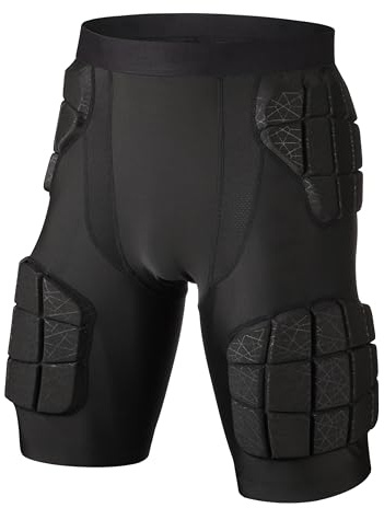 surlim 5-Pad Football Compression Girdle/Shorts, Football Padded Shorts, Football Girdle Hip and Thigh Protector (Black, Medium)
