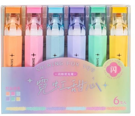 4/6 Glitzer Textmarker | Glitter Highlighters Markers | Glitter Textmarker Stift | Color Glitter Textmarker Set | Vielseitiger Glitzer-Textmarker für funkelndes Notizen-Tagebuch