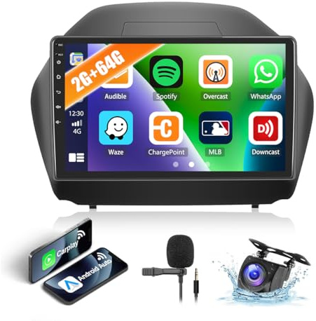 CAMECHO Android 15 Autoradio für Hyundai IX35 2010-2015 | 2+64G mit Navi Carplay Android Auto,Doppel Din Radio mit 10 Zoll Bildschirm Bluetooth FM/RDS Mirror Link+Rückfahrkamera
