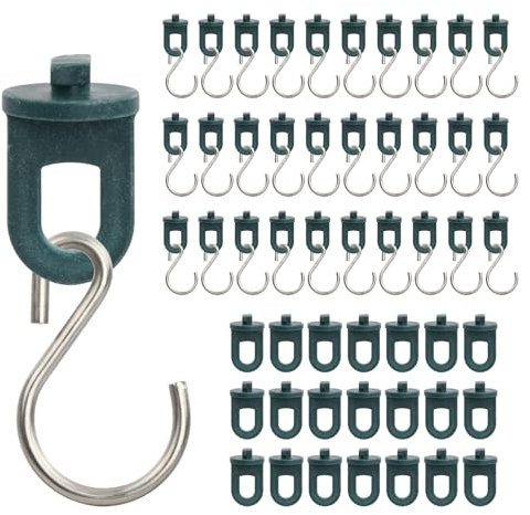 50pz Clips pour Serre et 30pz Crochet en Inox en S, Clips à Effet de Serre, Suspensions pour Serre, Accessoires pour Serre, Clips en Plastique pour Serre Adaptés aux Fixer les Plantes de Serre Jardin