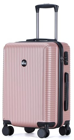 Blade Hartschalen Koffer groß - Trolley Leichter Reisekoffer Handgepäck aus ABS mit TSA Schloss - 4 Spinnräder Koffer- Rollkoffer (Rosel Gold-XL)