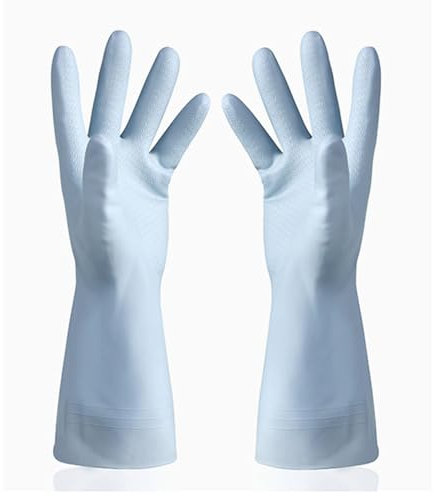 2Pcs Rubber Cleaning Dishwashing Kitchen Gloves, Kitchen Gloves for Washing Dishes, Reusable Household Cleaning Gloves, Prevent Slip Kitchen Washing Gloves for Washing Dishes Vegetables(S-blue)