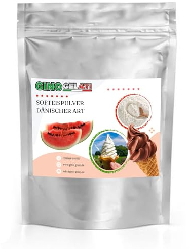 Gino Gelati Dänisches Softeis Pulver, fruchtiger Geschmack, verschiedene Geschmacksvarianten, schnell und einfach Zubereitet, Made in Germany, Eis selber machen (10 Kg, Melone)