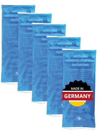 KK Mehrfachkompresse Kalt Warm Kompresse, 5 Stück, 12x29cm, wiederverwendbar, mikrowellengeeignet, ideal für Eishockey Training, bei Verletzungen, Prellungen und Gelenkschmerzen