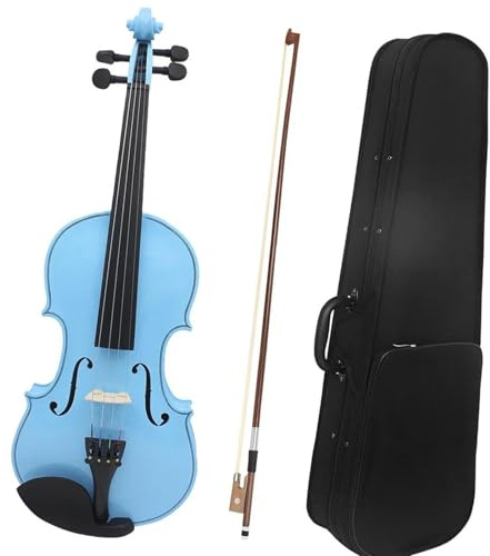 Geige 4/4 Violine Hellblau Massivholz Violine Set Bogen Professionelles Saiteninstrument