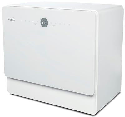 MEDION Mini lave-vaisselle DWT50 (lave-vaisselle de table, lave-vaisselle, 5 couverts, fonctionne avec/sans raccordement à l'eau, fonction seau, 35 cm de profondeur, 7 programmes de nettoyage, MD 3777