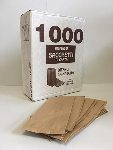 100/1000 Sacchetti di Carta Marroni 12x26 cm Sacchetto in Carta Kraft Avana per Alimenti Pane Dolci DOLCIUMI Articoli da Forno ORTOFRUTTA (1000)