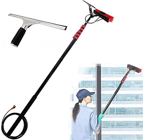 DMMFTERL 3.6m-10.8m Window Cleaning Kit with Extension Pole, Water Fed Pole Brush System,Telescopic Window Cleaning Tools, Extendable Pole with Squeegee, Window Cleaning Water Fed Poles (7.2M)