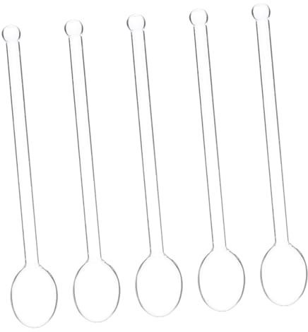 Cabilock 5pcs Glass Coffee Spoon Espresso Stirrer Spoons Mini Teaspoon Household Party Mixing Glass Stirrer for Hot Drinks Serving Use