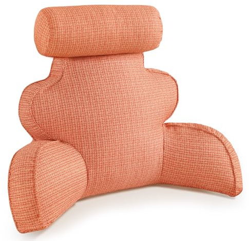 Mingfuxin Reading Pillow, Extra Large Bed Rest Reading Pillows for Adults Sitting in Bed Couch, Arm Back Support Pillow with Detachable Neck Roll Backrest Reading Pillow for Relaxing Watching