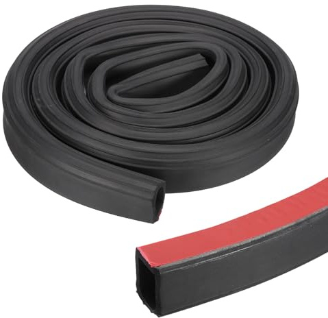 PATIKIL 6.6 ft D Shape Rubber Seal Strip, 1 Self-Adhesive EPDM Rubber Door Weather Stripping Heavy Duty Sealing for Boat, RV, Auto, Truck, Marine, Garage Doors/Window, Black/Red