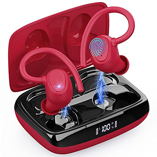 Ecouteurs Bluetooth sans Fil, Écouteurs Bluetooth 5.4 avec HiFi Stéréo Basses Casque, 30H Récréation, 4 ENC Réduction de Bruit Mic, Oreillette Bluetooth Sport IP7 Étanche, Écran LED, pour iOS Android