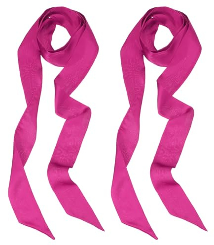 PATIKIL Sciarpa a Nastro Elegante, 2Pz Sciarpa Skinny a Tinta Unita Pura Lunga Foulard Seta Satinata Cinture Sash Capelli Sciarpe per Borse a Mano Nastro Cravatta per Donne, Rosso Rosa