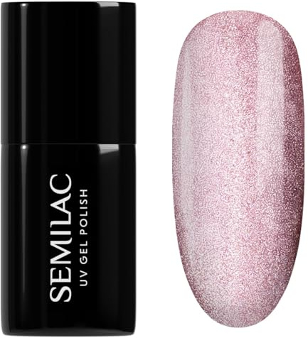 Semilac UV Nagellack 663 Blush Gloss 7 ml – Cat Eye Effekt, Halbtransparent, Rosa – Gloss Gala Kollektion