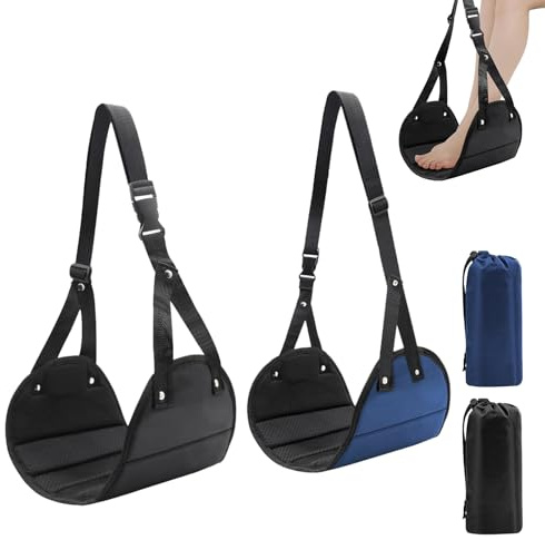 FULHANY 2er-Pack FußStüTze Flugzeug - Reise Gadgets Flugzeug - Foot Hammock Airplane - HöHenverstellbar, Entlastet Die FüßE,Leicht Und Platzsparend,Geeignet FüR Fernbus,Flugreisen