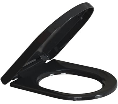 TODOT WC-Sitz D-Form, Toilettenschüssel mit Absenkautomatik, Toilettensitz, verstellbares Scharnier, Schnellentriegelung mit einem Knopf