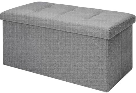 CROWNSHOP Velvet Ottoman Storage Bench Footrest Stool Seat Toy Chest Storage Box Folding with Lid Long Shoes Bench Footstool Suitable for Living Room Dark Gray 76 * 38 * 38 CM