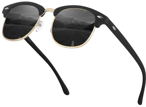 GIMDUMASA Occhiali da Sole da Uomo Polarizzati Occhiali da Sole Mezza Montatura per Uomo Donna Protezione UV Retrò