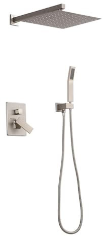 YNIYUJKL Sistema De Ducha De Lluvia Empotrable De 2 Modos para Grifos con Cabezal De Ducha Cuadrado De 20 Cm X 20 Cm, Cepillado,Brushed