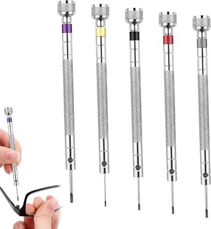 5Pcs Precision Screwdriver Set 5 Sizes with Color Mark Watch Screwdriver Set with Reversible Blades Watch Repair Tool Kit for Watch Eyeglasses Jewelry Electronics Repair (0.8/1/1.2/1.4/1.6mm)
