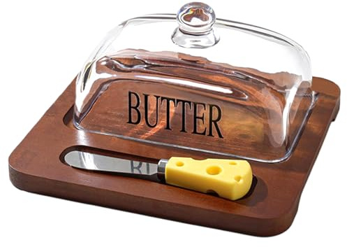 Glass Butter Dish - Covered Cheese Dome | Lemon Glass Domes | Cake Plate with Lid | Butter Dishes for Cake, Dessert House, Kitchen, Restaurant