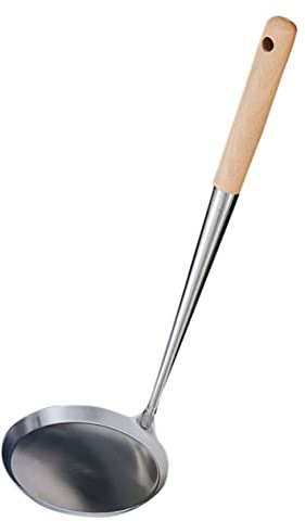 Mikikit Cucchiaio Da Friggere Antiaderente Manico Lungo in Acciaio 304 e Legno, Stampo Per Bunuelos Per Cucina Casalinga e Frittura Sicura, Utensile Leggero e Resistente Per Preparazioni in Olio Caldo