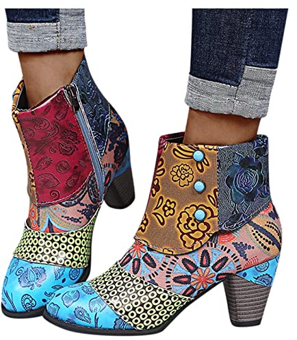 Stivali Texani Donna Comode Stivaletti Estivi con Tacco PVC Texani Scarpe con Suola Antiscivolo Scarpe Eleganti Basse Stivali Donna Estivi 43