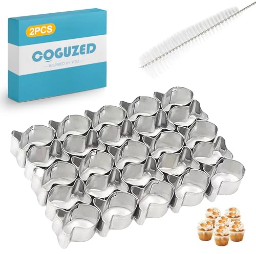 CoguZed 25-Cavity Stainless Steel Goldfish Cracker Cutters with Cleaning Brush for Homemade Baking, Snacks, and Party Supplies