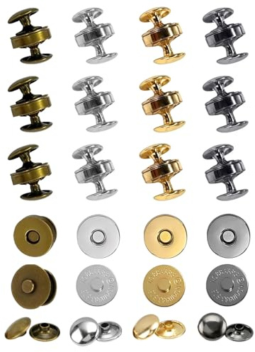 HUVZOR 16 Set Bottoni Magnetici per Borse 14mm Bottoni Calamita Chiusure Snap Magnetico Metallico per Cucito Artigianato Borse Abiti in Pelle