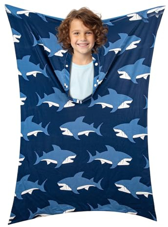 Sensorische Ganzkörpersocke für Kinder,Beruhigende Sensory Sock dehnbarer Body Sox zum Stressabbau für Kinder mit ADHS und Autismus (Blauer Wal Muster, M)